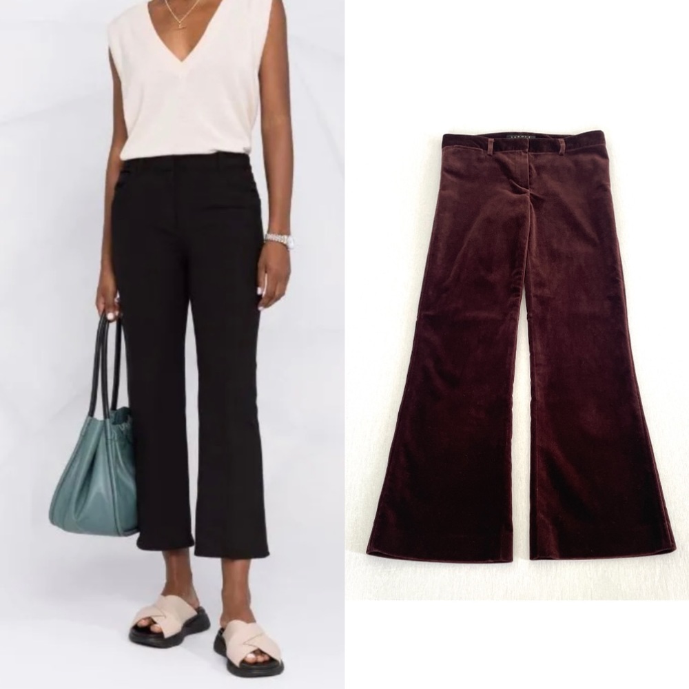Theory Velvet Cropped Kick Flare Pants